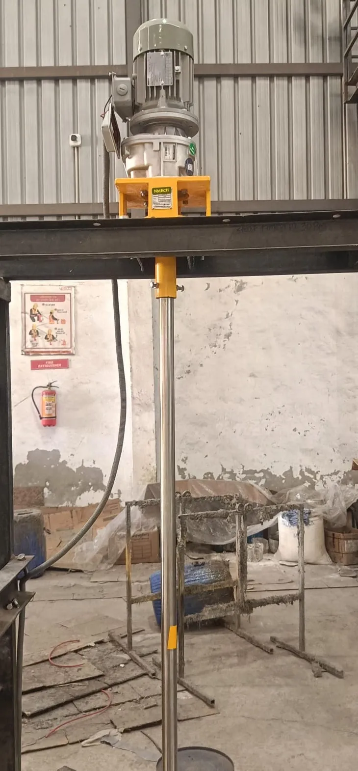 NMECH top entry industrial agitator with geared motor and stainless steel shaft