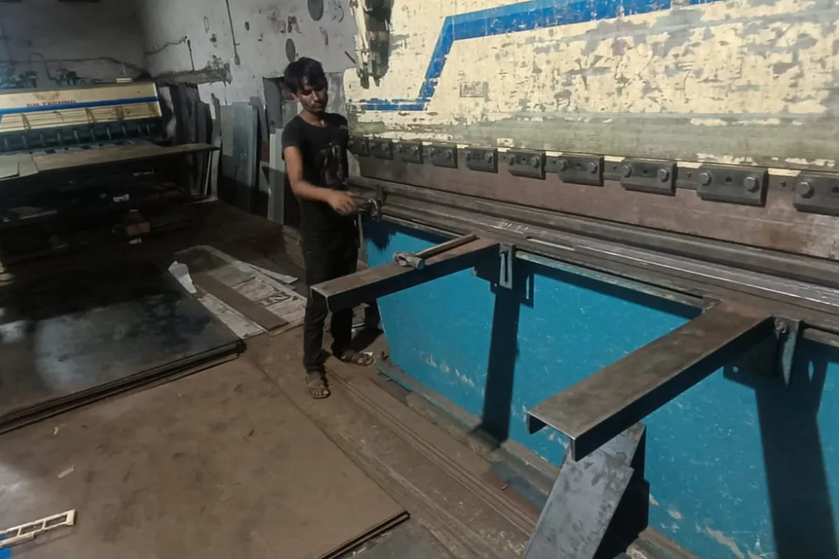 Press brake forming of steel sections for a skid frame
